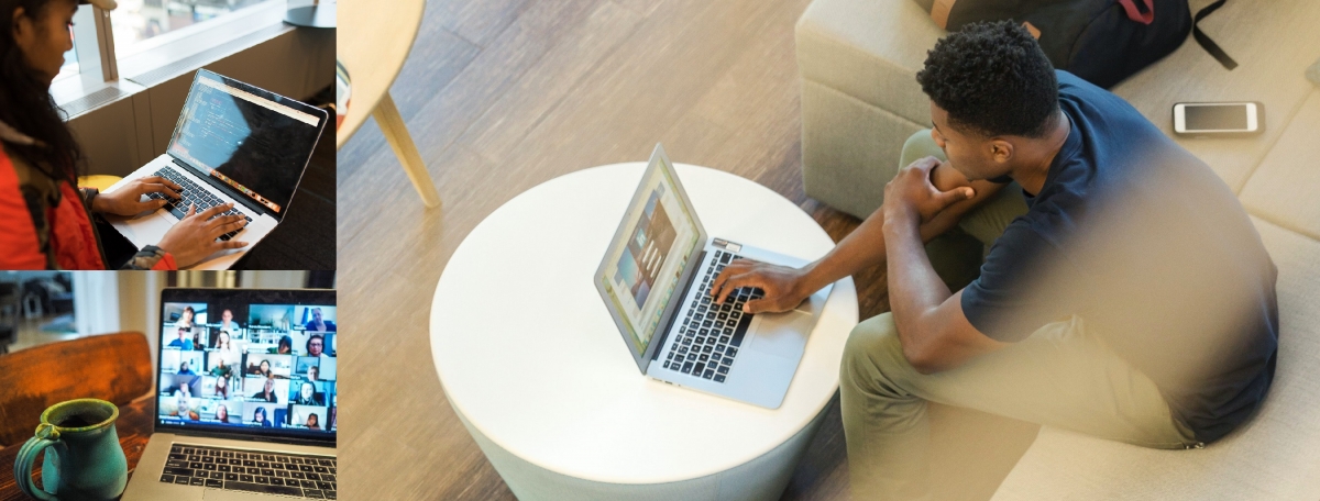 Laptop users in online conference